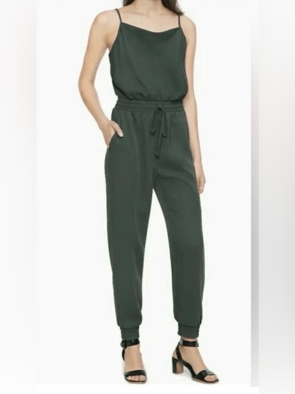 Calvin Klein Spaghetti Strap Olive Green Jumpsuit Size 6